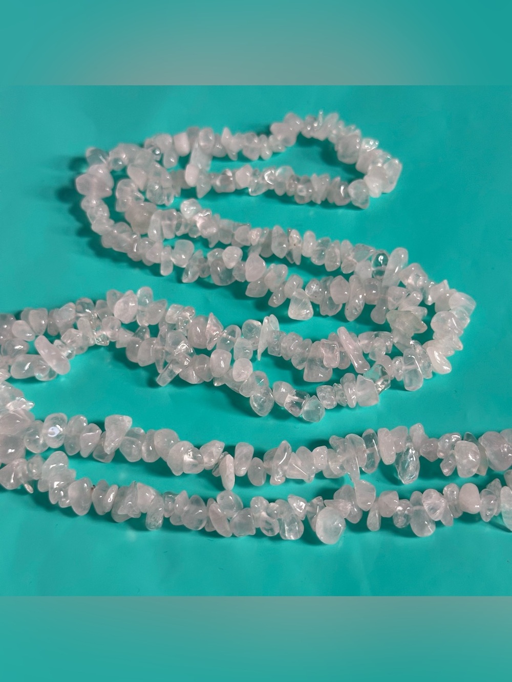 Vintage Clear Quartz Chip Endless Necklace-Ethereal Rock Crystal Fairycore Boho